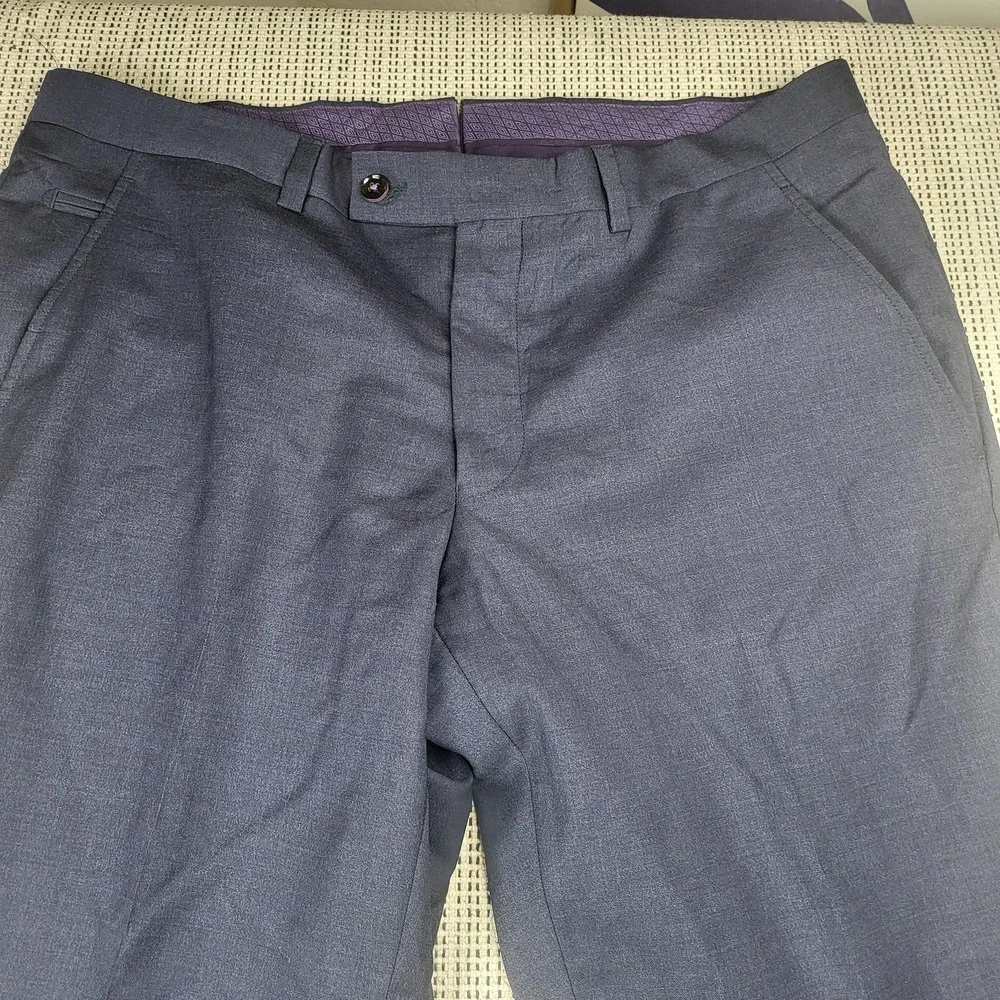 Ted Baker Suit‎ Pants Mens 36x34 Blue Wool Jerome Slim Fit Made In Canada
